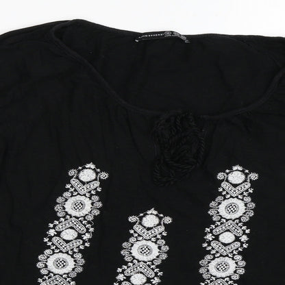 Womens UK Size 10 Atmosphere Black Basic T-Shirt