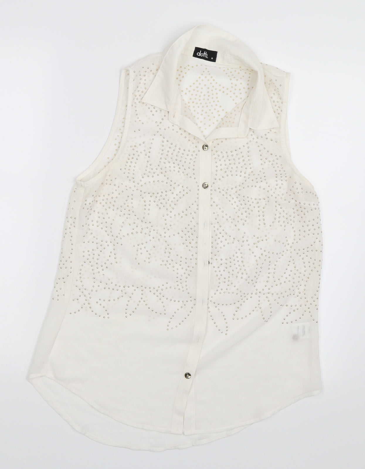 Womens UK Size 10 Dotti White Basic Button-Up