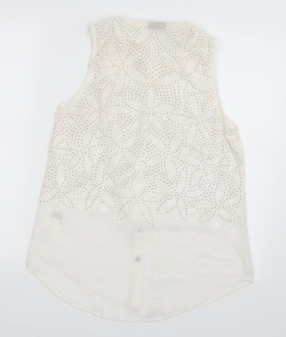 Womens UK Size 10 Dotti White Basic Button-Up