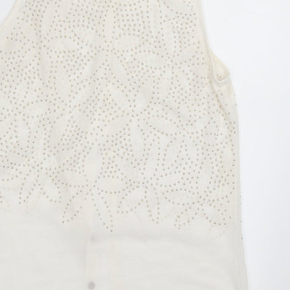 Womens UK Size 10 Dotti White Basic Button-Up