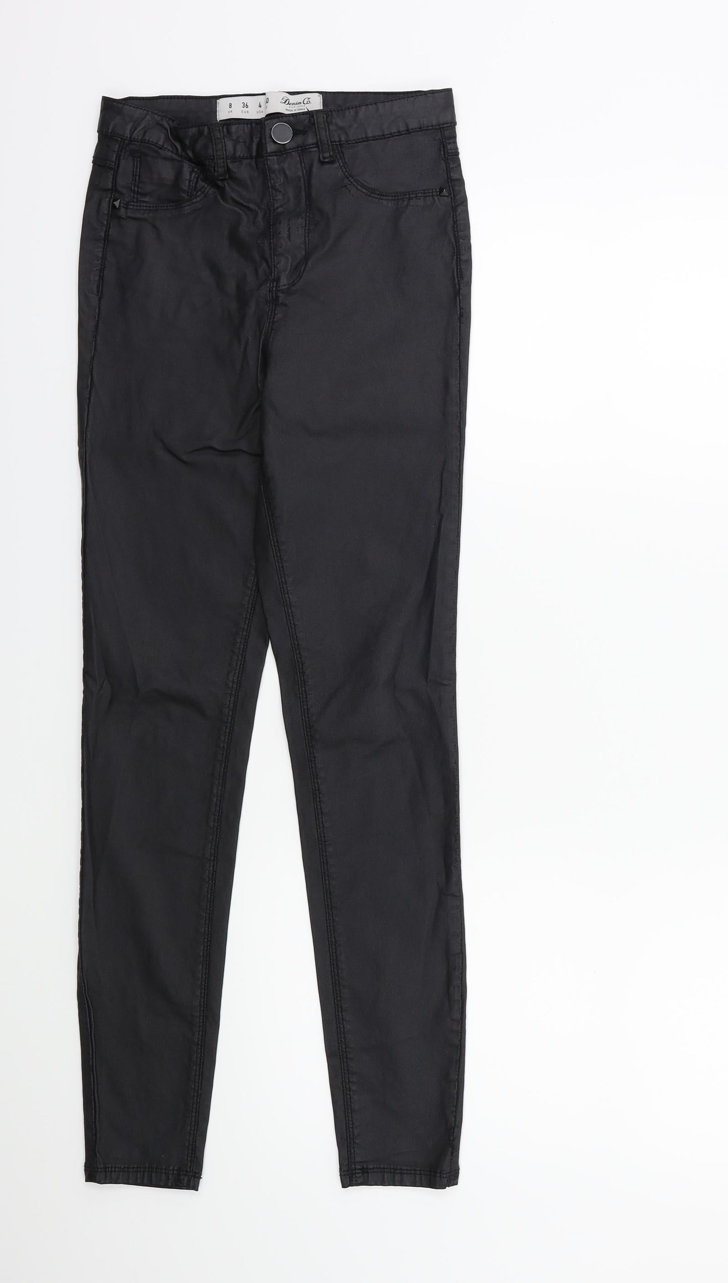 Denim & Co. Womens Black   Trousers  Size 8 L27 in - Wet look