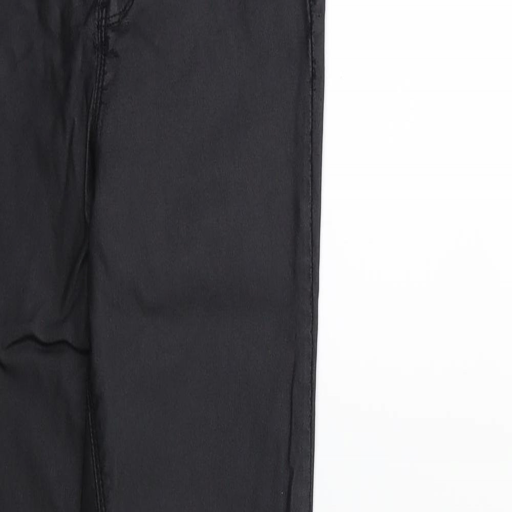 Denim & Co. Womens Black   Trousers  Size 8 L27 in - Wet look