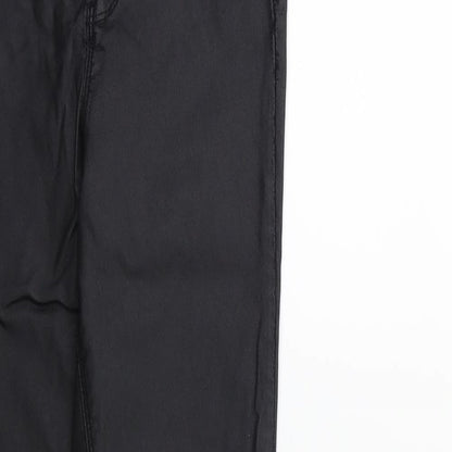 Denim & Co. Womens Black   Trousers  Size 8 L27 in - Wet look
