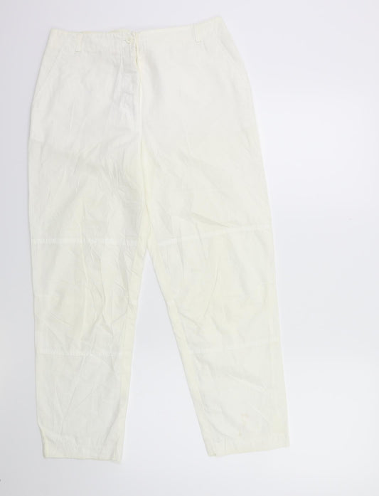 Womens UK Size 14 Taifun Regular Fit  White Trousers