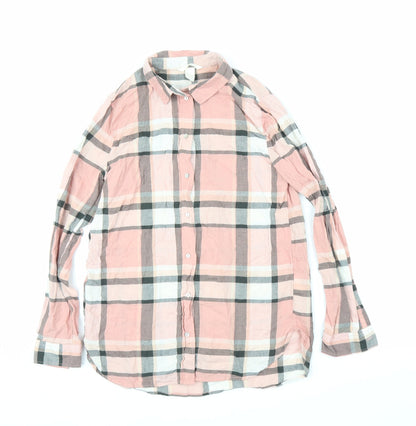 Womens UK Size 4 H&M Pink Basic Button-Up