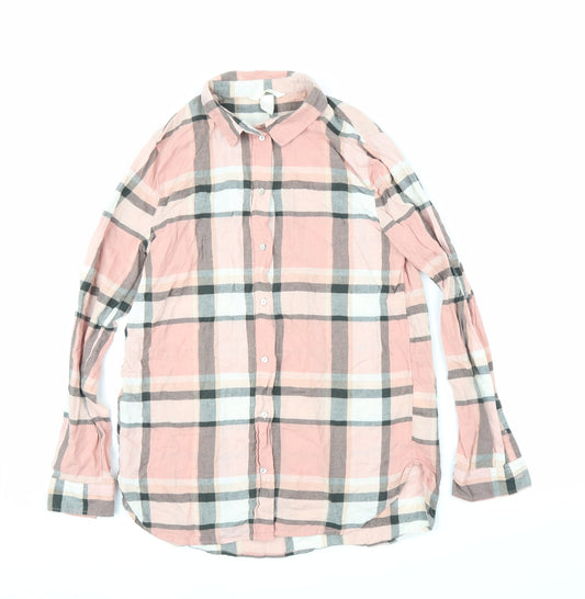 Womens UK Size 4 H&M Pink Basic Button-Up