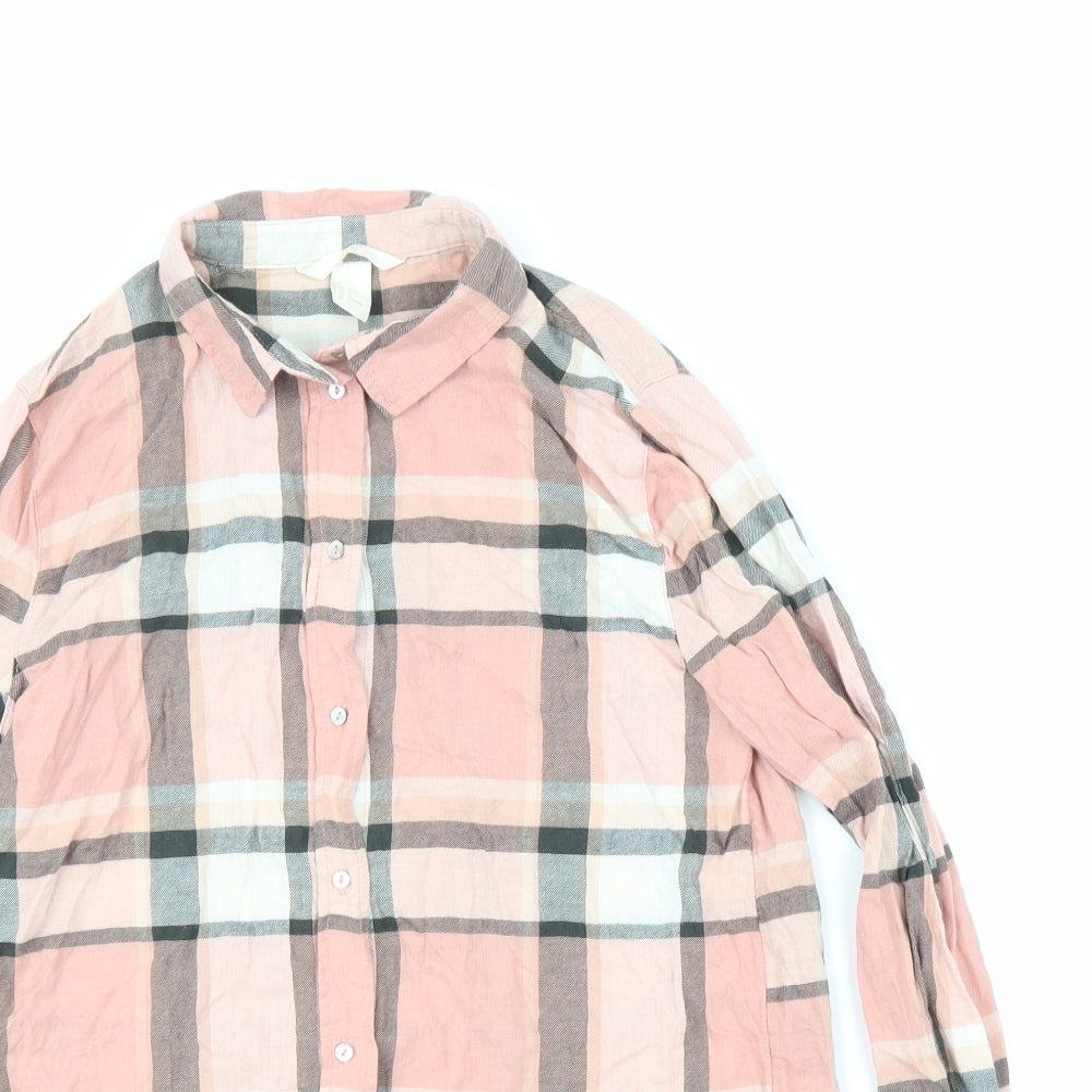 Womens UK Size 4 H&M Pink Basic Button-Up