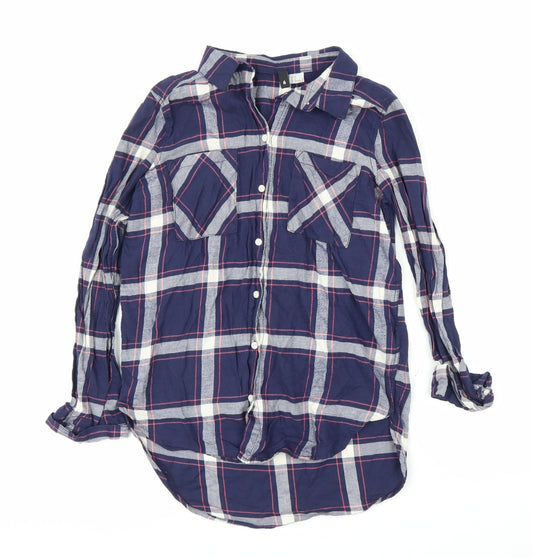 H&M Womens Blue Plaid  Basic Button-Up Size 6