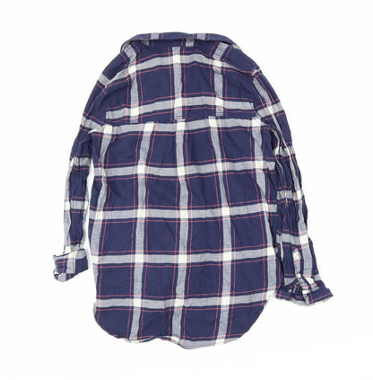 H&M Womens Blue Plaid  Basic Button-Up Size 6