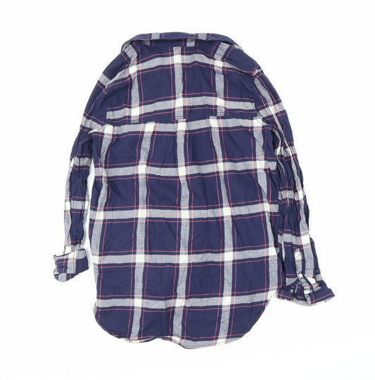 H&M Womens Blue Plaid  Basic Button-Up Size 6