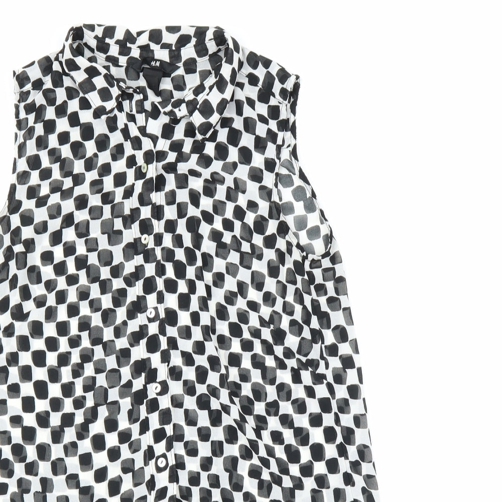 Womens UK Size 6 H&M Black Basic Button-Up