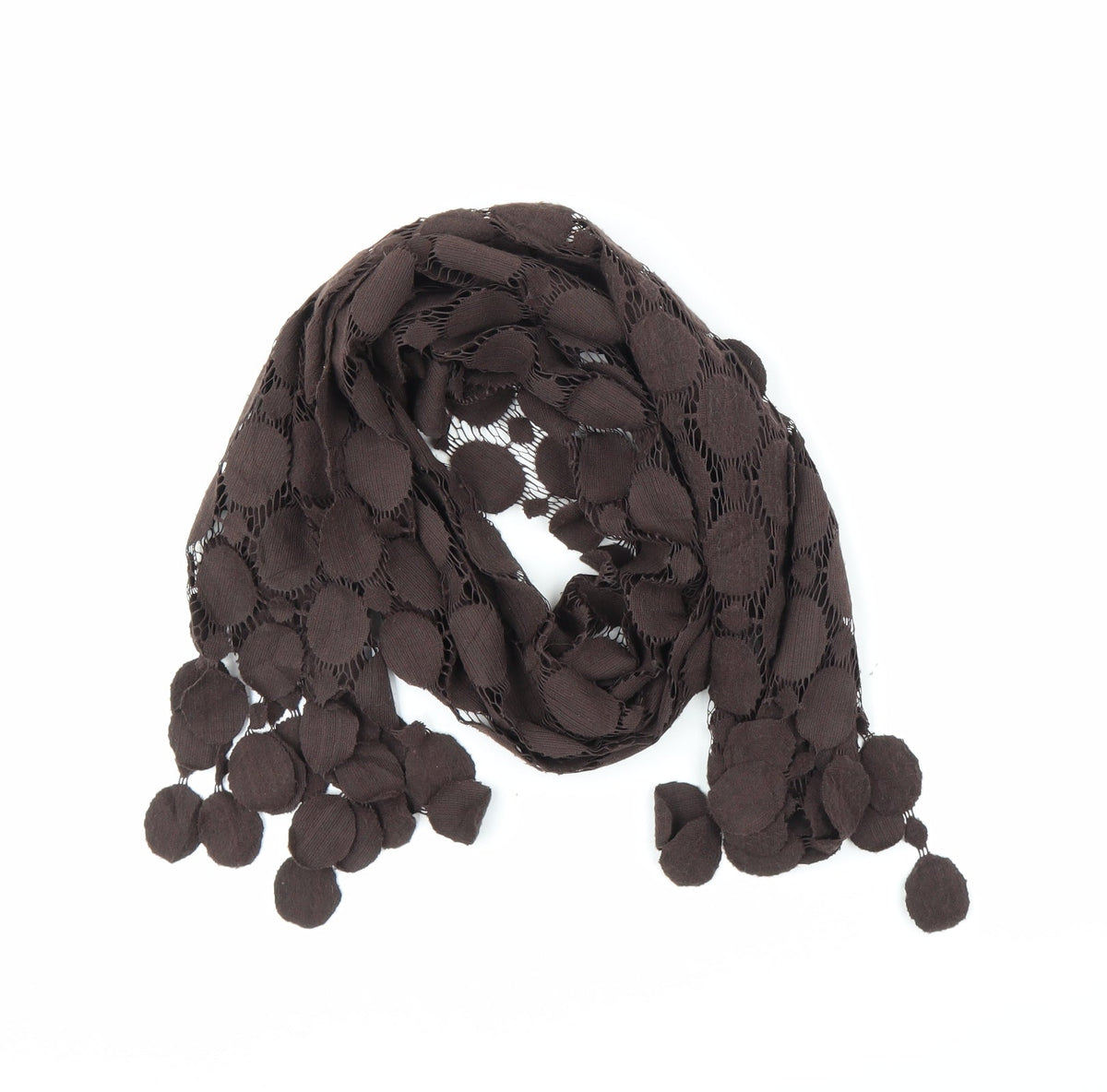 Front view of Preworn unisex brown scarf