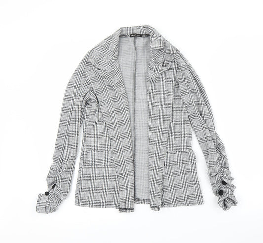 Boohoo Womens Grey Houndstooth  Cardigan Jumper Size 8