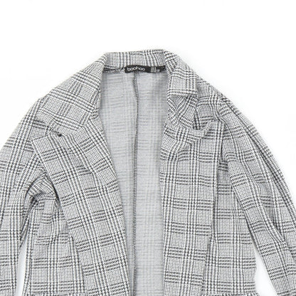 Boohoo Womens Grey Houndstooth  Cardigan Jumper Size 8