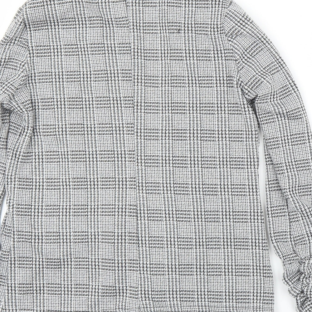 Boohoo Womens Grey Houndstooth  Cardigan Jumper Size 8