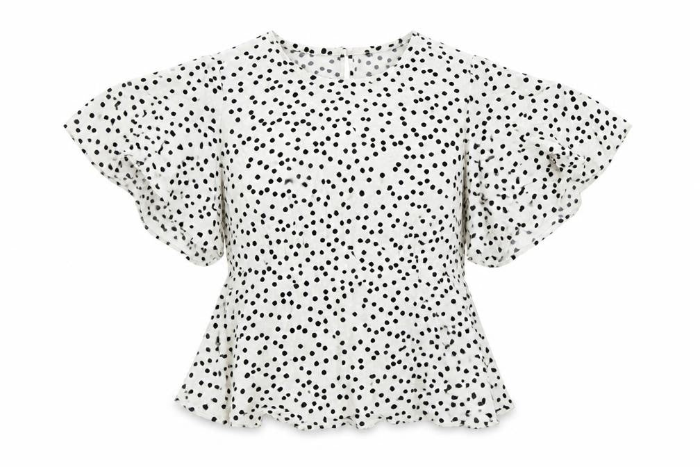 Preworn Womens White Polka Dot  Basic Blouse Size M