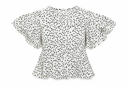 Preworn Womens White Polka Dot  Basic Blouse Size M