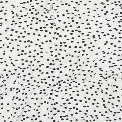 Preworn Womens White Polka Dot  Basic Blouse Size M