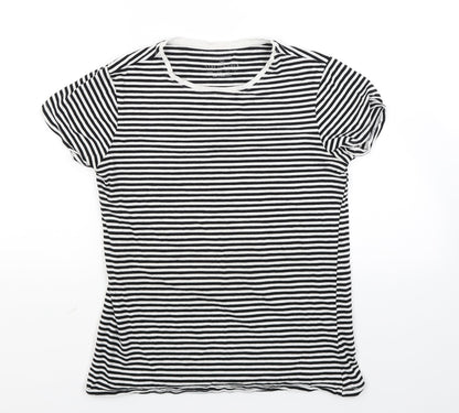 Primark Womens White Striped Jersey Basic T-Shirt Size 12