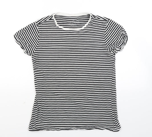 Primark Womens White Striped Jersey Basic T-Shirt Size 12