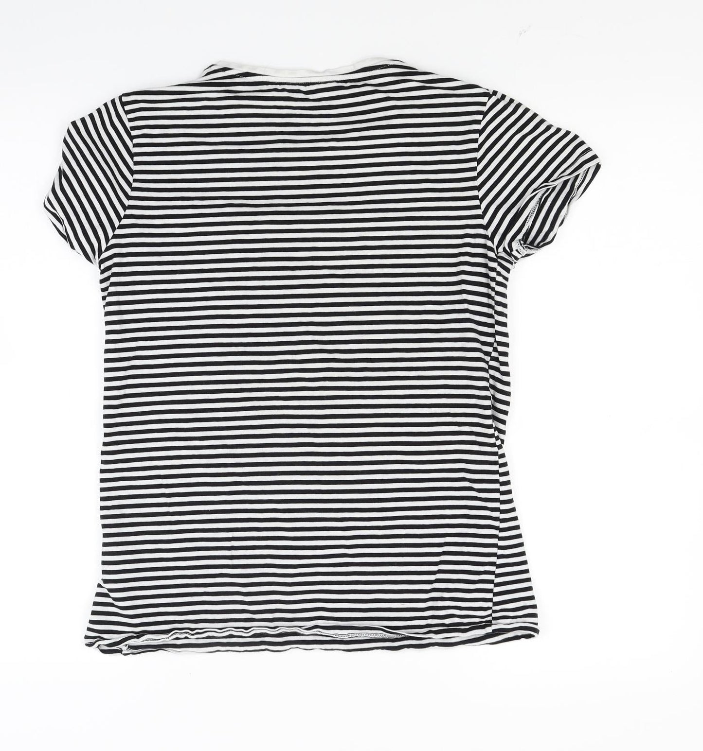 Primark Womens White Striped Jersey Basic T-Shirt Size 12