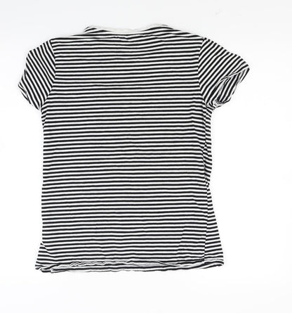 Primark Womens White Striped Jersey Basic T-Shirt Size 12