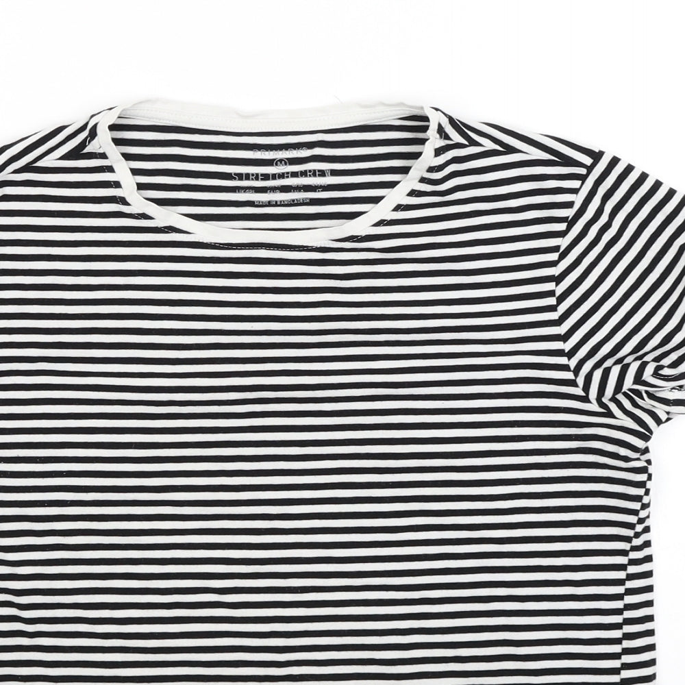 Primark Womens White Striped Jersey Basic T-Shirt Size 12