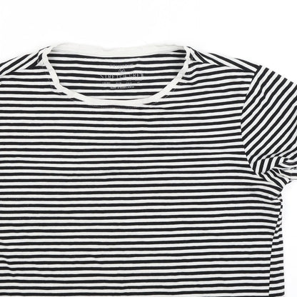 Primark Womens White Striped Jersey Basic T-Shirt Size 12