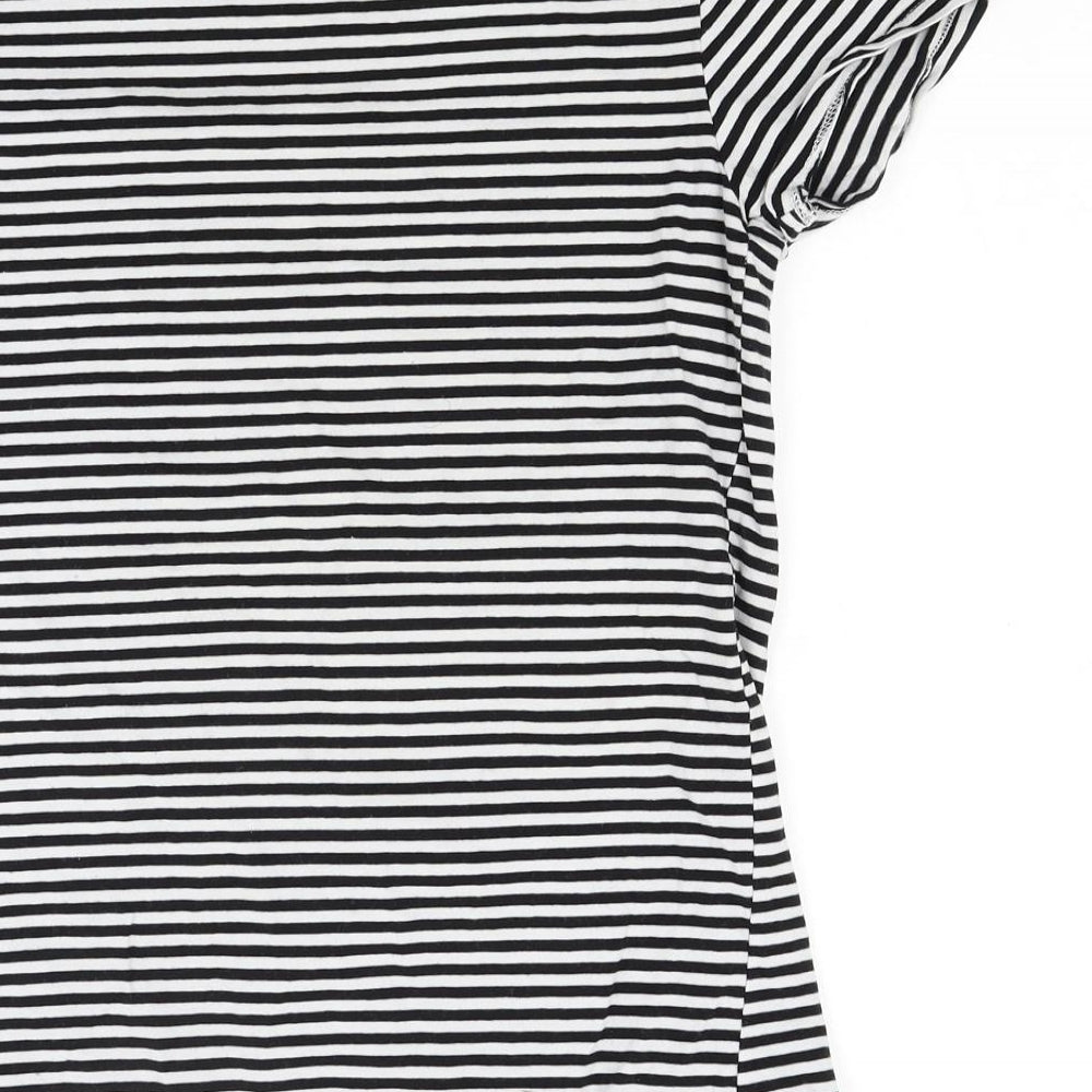 Primark Womens White Striped Jersey Basic T-Shirt Size 12