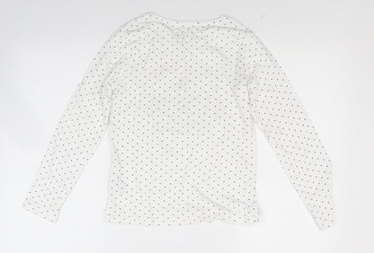 Primark Girls White Polka Dot  Basic T-Shirt Size 11 Years  - Make Your Dreams Happen