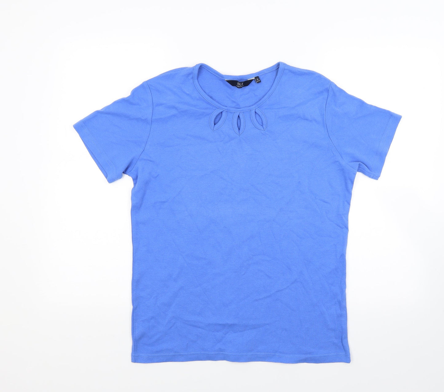 Womens UK Size 16 Isle Blue Basic T-Shirt