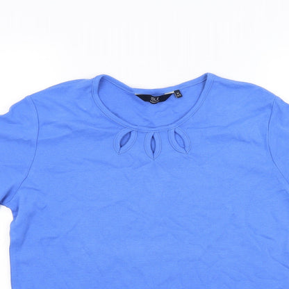Womens UK Size 16 Isle Blue Basic T-Shirt