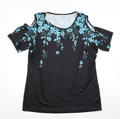 Womens UK Size L Preworn Black Basic T-Shirt