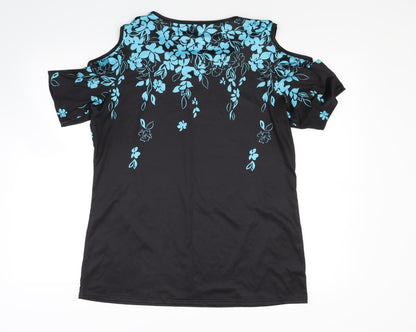 Womens UK Size L Preworn Black Basic T-Shirt