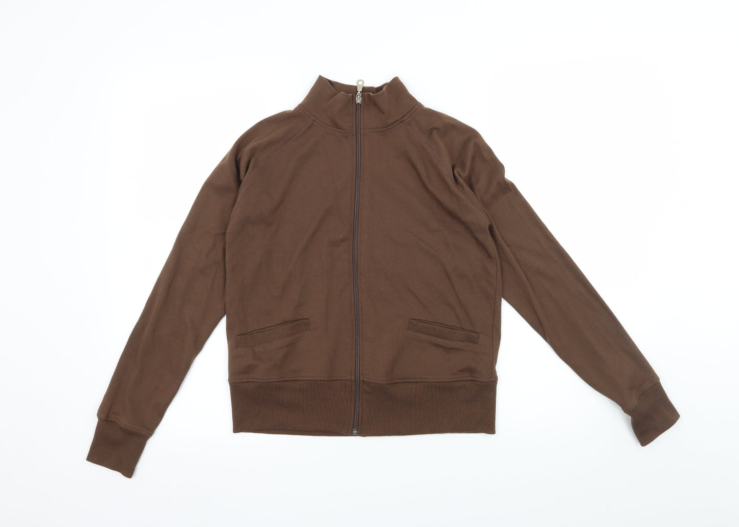 Vivod Womens Brown  Jersey Full Zip Sweatshirt Size 12