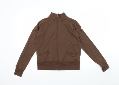 Vivod Womens Brown  Jersey Full Zip Sweatshirt Size 12