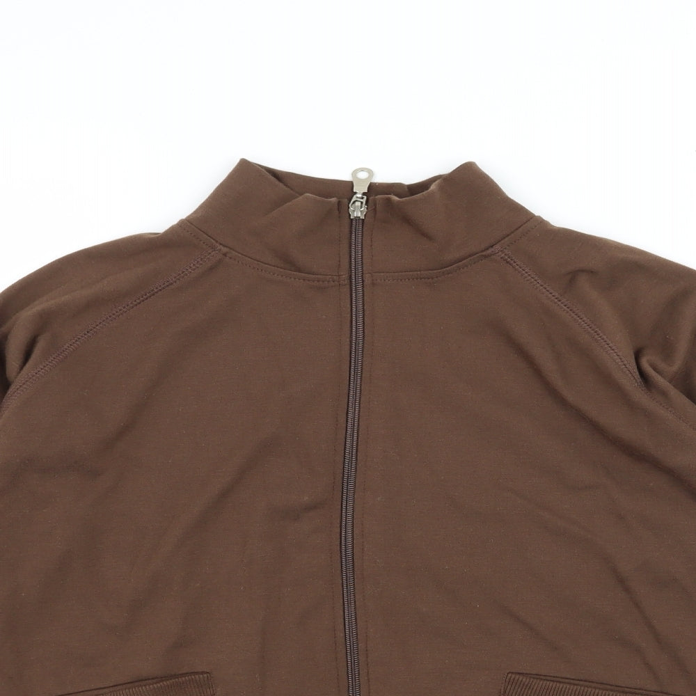Vivod Womens Brown  Jersey Full Zip Sweatshirt Size 12