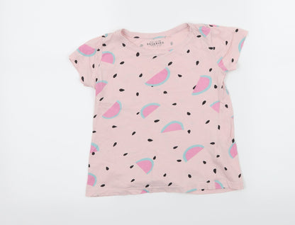 RESERVED Girls Pink Geometric Jersey Basic T-Shirt Size 5 Years  - Watermelon