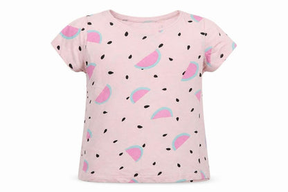RESERVED Girls Pink Geometric Jersey Basic T-Shirt Size 5 Years  - Watermelon