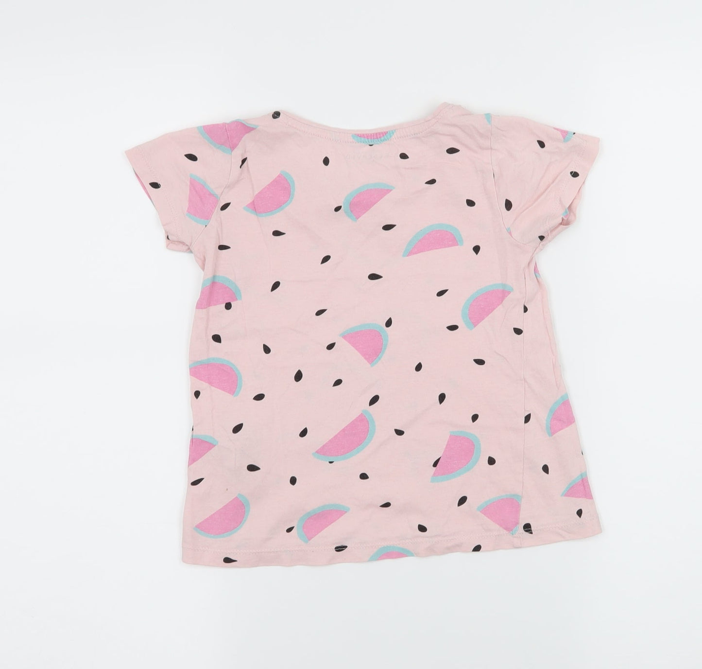 RESERVED Girls Pink Geometric Jersey Basic T-Shirt Size 5 Years  - Watermelon