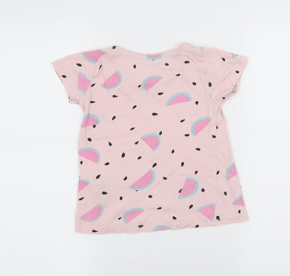RESERVED Girls Pink Geometric Jersey Basic T-Shirt Size 5 Years  - Watermelon