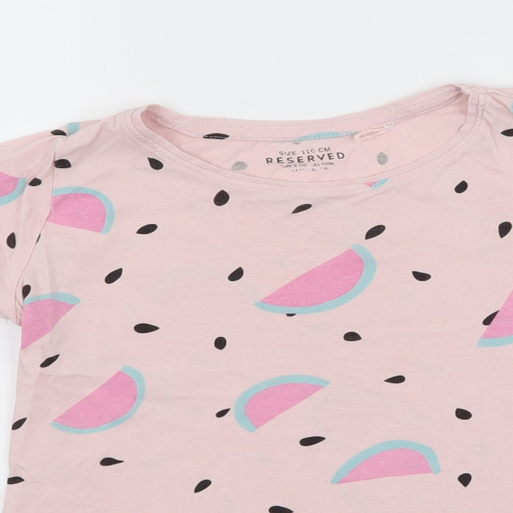 RESERVED Girls Pink Geometric Jersey Basic T-Shirt Size 5 Years  - Watermelon