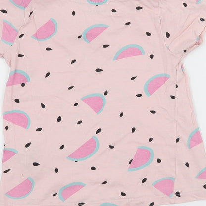 RESERVED Girls Pink Geometric Jersey Basic T-Shirt Size 5 Years  - Watermelon