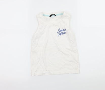 George Boys White  Jersey Basic Tank Size 4-5 Years  - Summer Wave
