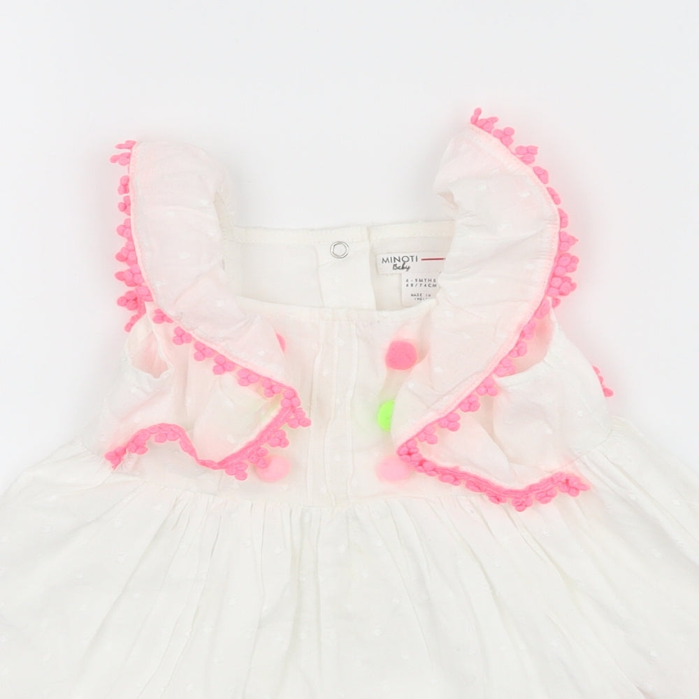 Minoti Girls White   Fit & Flare  Size 6-9 Months