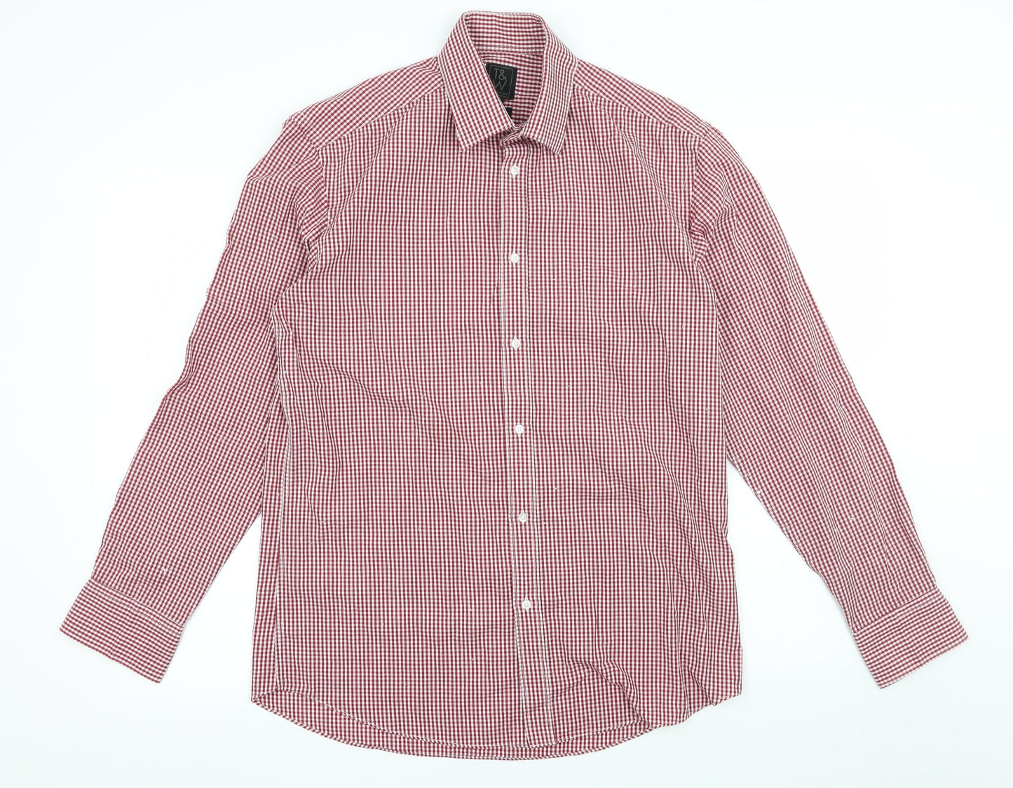 Taylor & Wright Mens Red Check   Button-Up Size 15