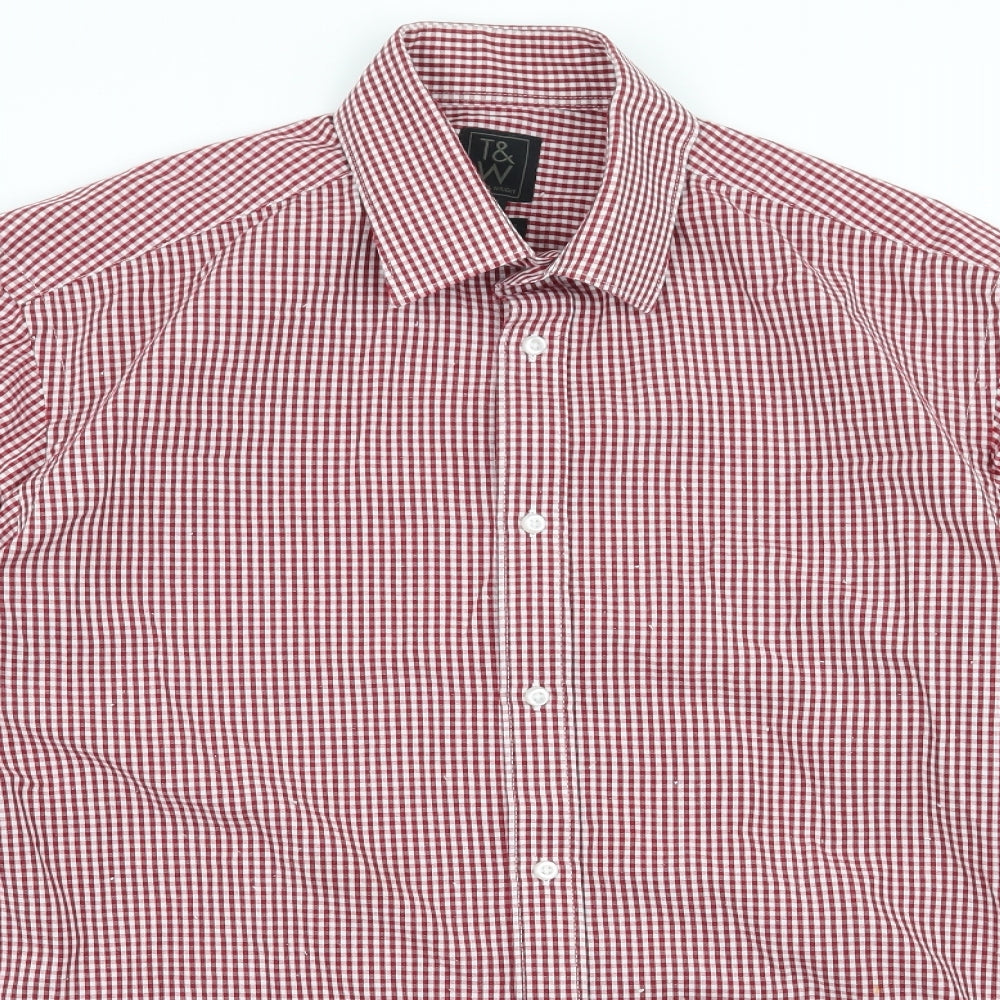 Taylor & Wright Mens Red Check   Button-Up Size 15
