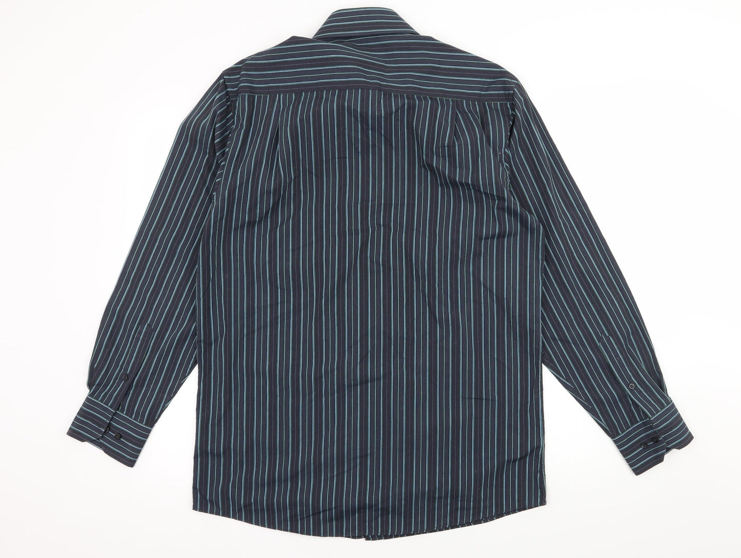 George Mens Blue Striped   Button-Up Size 15