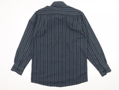 George Mens Blue Striped   Button-Up Size 15