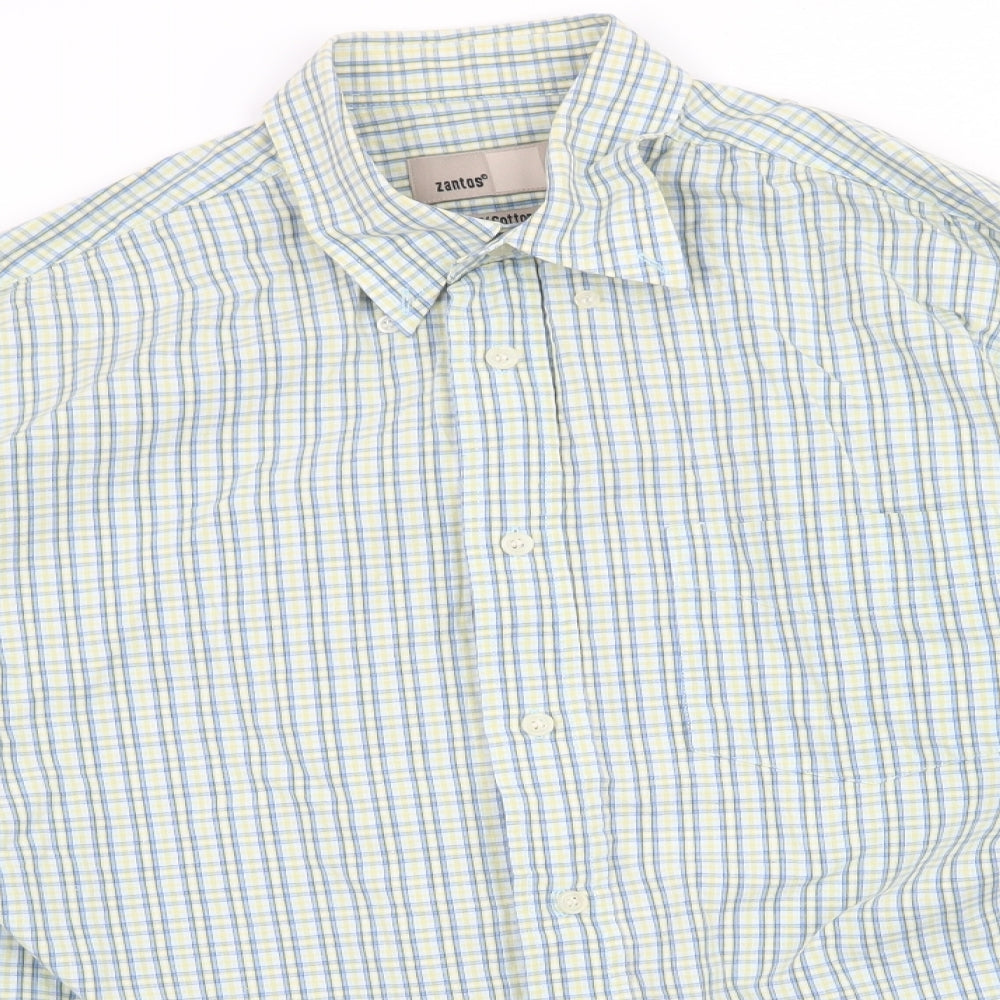 Zantos Mens Multicoloured Check   Button-Up Size M
